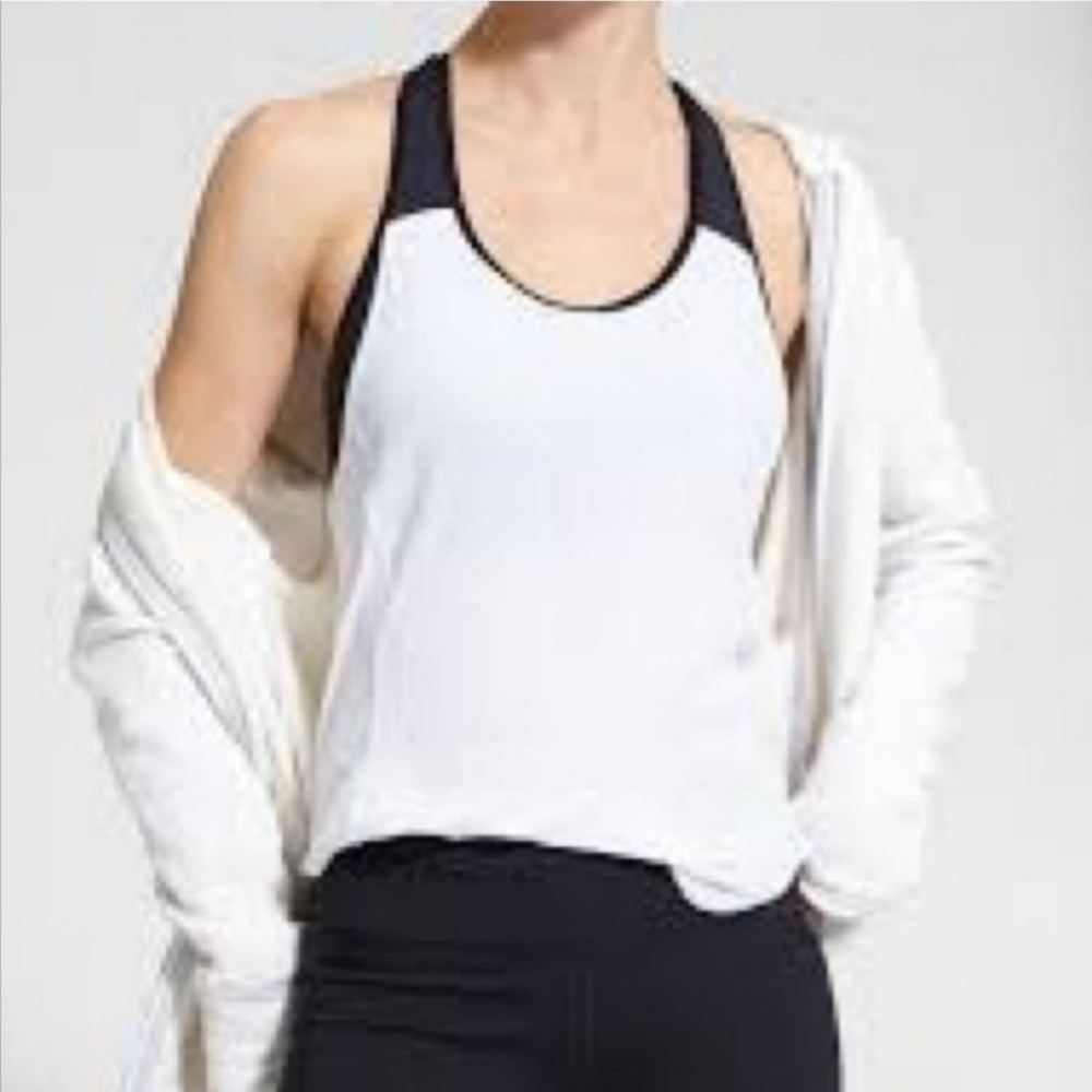 Athleta White and Black Nra Tank Top
